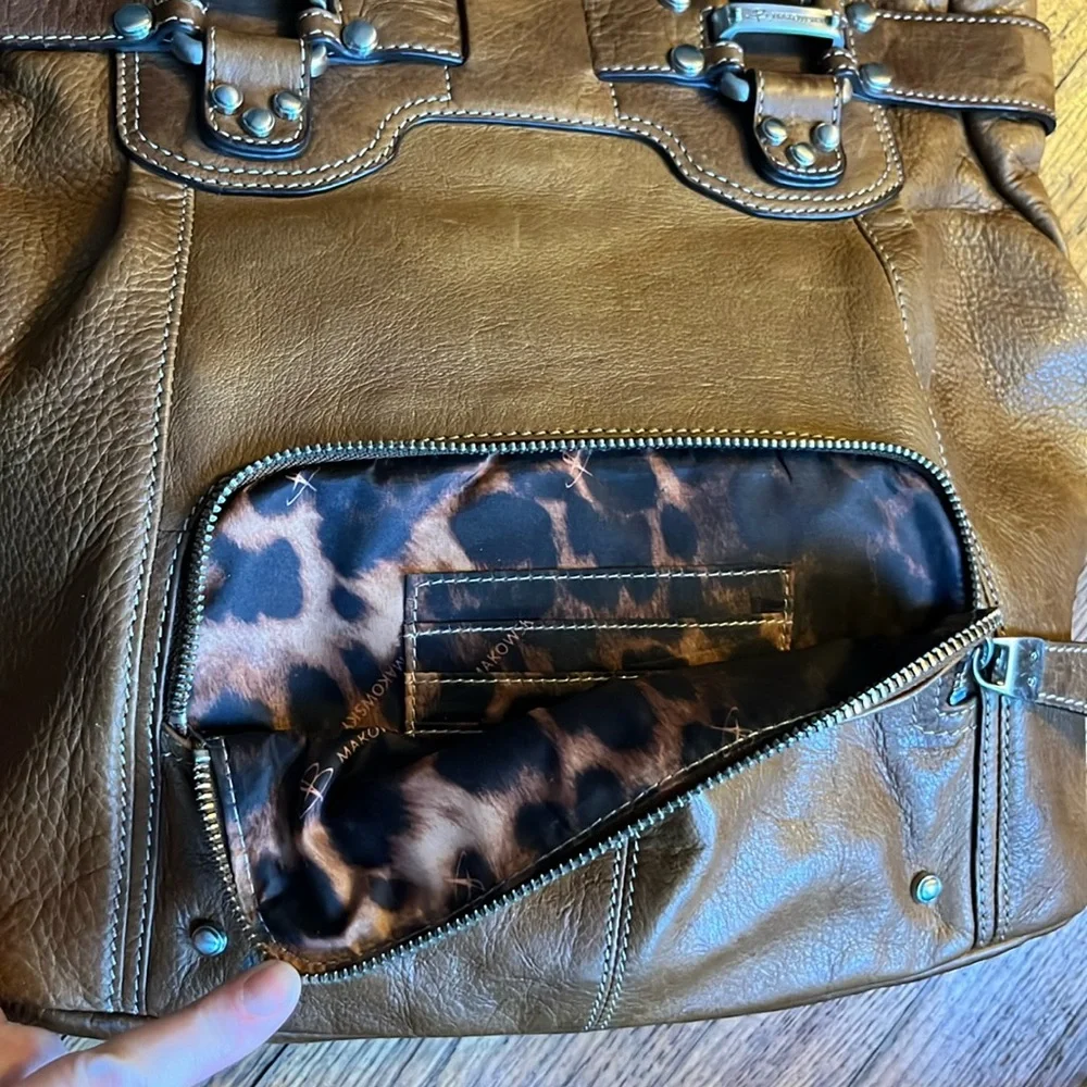 B. MAKOWSY satchel bag studded brown leather - Picture 4 of 16